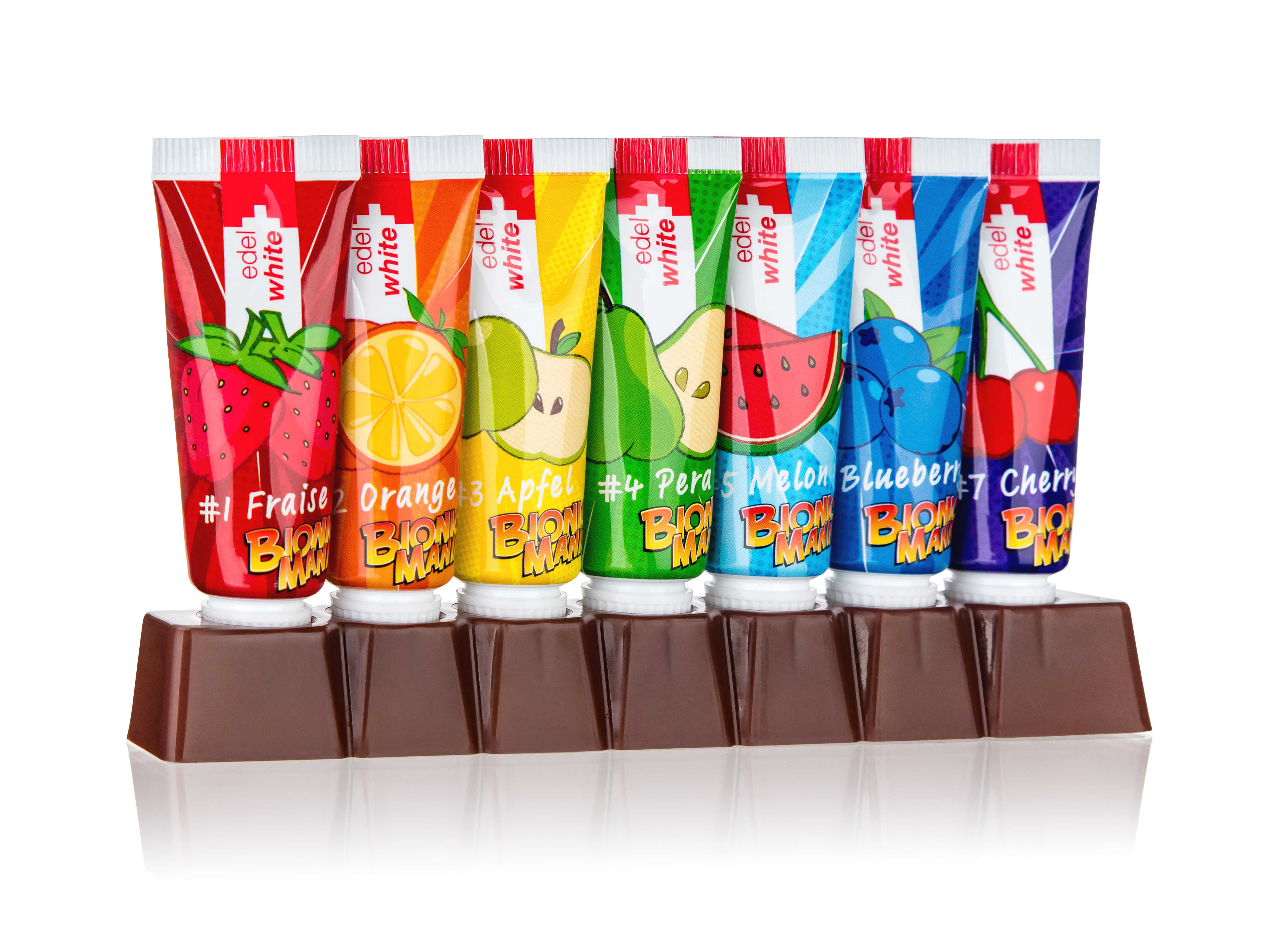 Kids toothpaste in seven fruity flavours