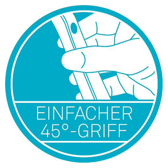 Ergonomisches Symbol für den einfachen 45-Grad-Griff