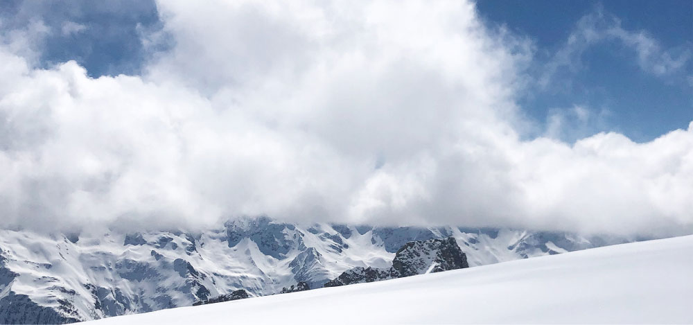 Snowy Swiss mountain landscape