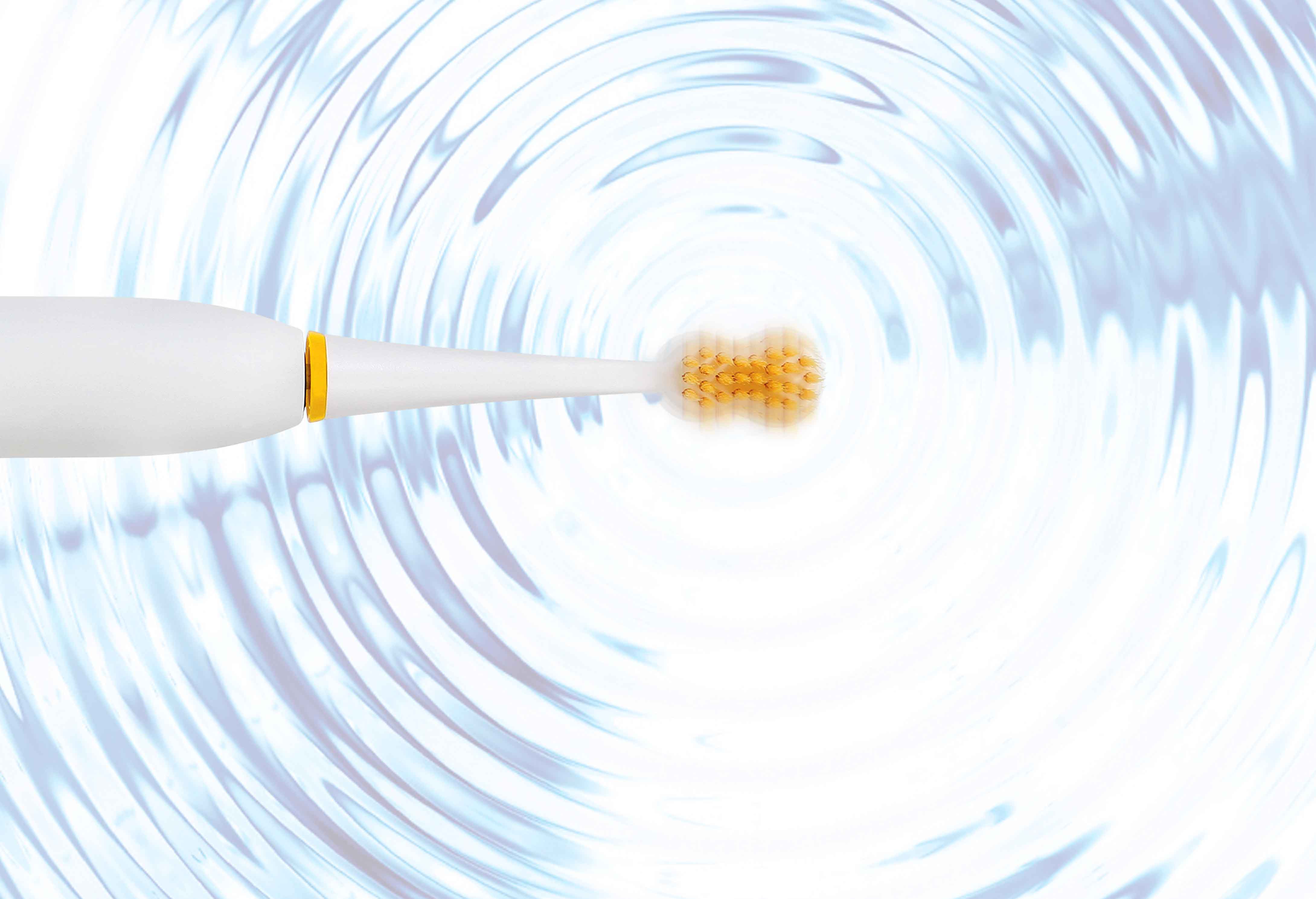 Hydrodynamic sonic toothbrush with whirlpool