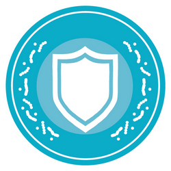 Icon of shield protecting against surrounding bacteria